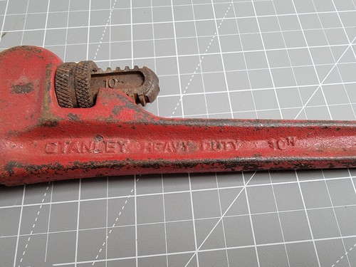 Llave de tubo ajustable Stanley Tools 10" roja resistente buen estado de funcionamiento de colección - Imagen 7 de 12