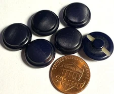 Set of 6 Vintage Domed VERY DK Navy Blue Plastic Buttons Almost 5/8" 15mm 14862