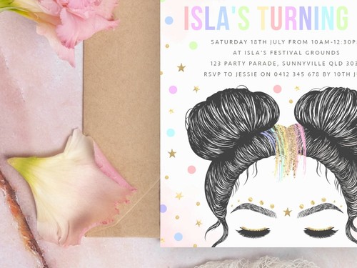 Printable Girl's Music Festival Birthday Invitation, Summer Boho Digital Invite - Picture 2 of 3