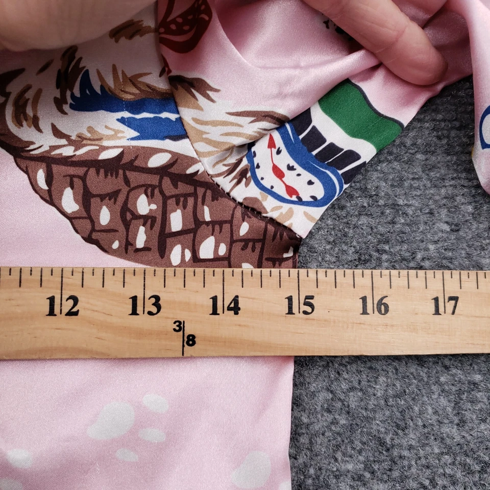 Nick Nora Pajama Top Girls XS 5 Pink Satin Button Up Graphic Dogs Long Sleeve - Image 4 of 4