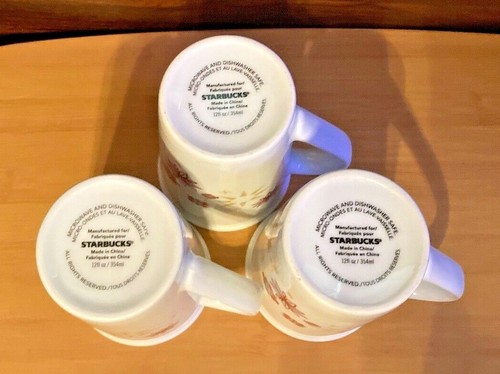3 Starbucks Christmas Cups Mugs & 2 Soup Cups - Red, Brown & Gold Snowflakes - Picture 12 of 12