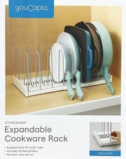 Cookware Rack Adjustable Pan Organizer, Expandable, White by youCopia StoreMore
