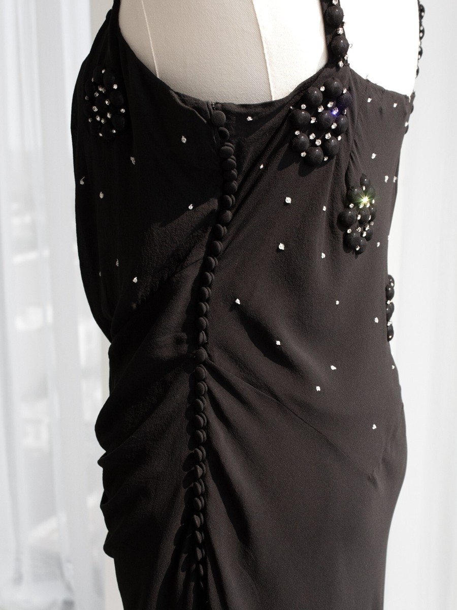 chinese dress ladies Christian Dior by John Galliano F/W 2006 Black silk bias-cut ruffle evening  dress