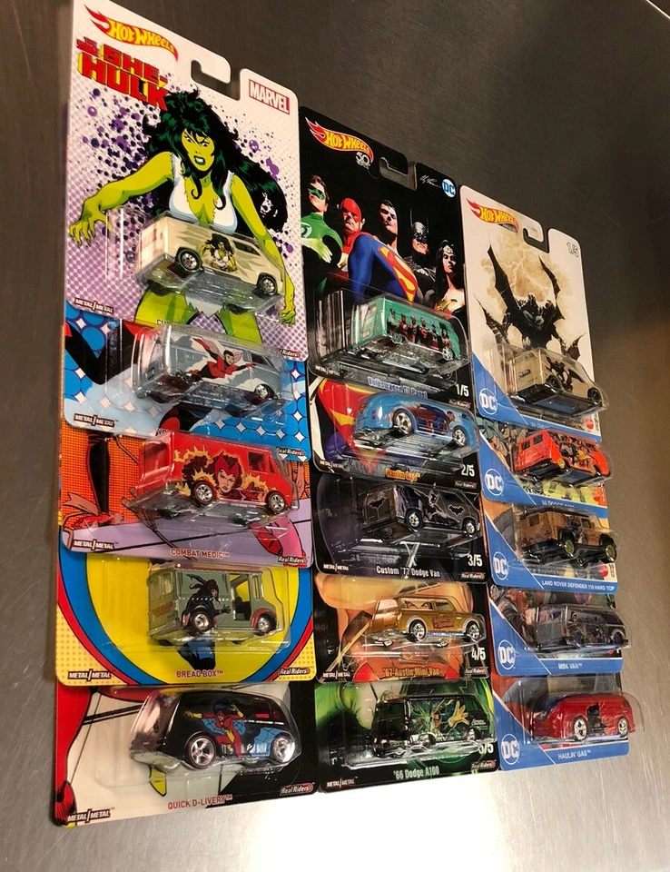 HOT WHEELS 2016 MARVEL & 2018 & 2022 DC COMICS (3 SETS OF 5) 15 CARS BATMAN - Image 4 of 4