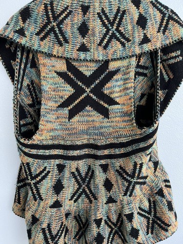 John Paul Richard Aztec pattern style multi color blue orange shawl vest M - Picture 7 of 8