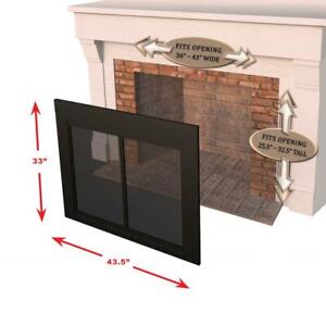 Fireplace-Glass-Doors-Large-Bi-Fold-Surface-Mount-Design-Easy-Grip-Handles-NEW