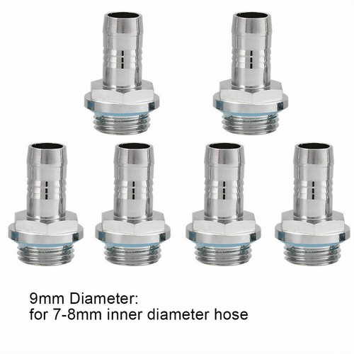 6 Pcs Barb Fittings Joint With Waterproof Sealing Ring For PC Water Cooling - Photo 2/8