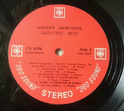 America Country Western Song Johnny Horton's Greatest Hits CS 8396 Vinyl Disc LP - Picture 10 of 10