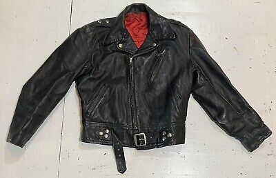 Vintage Leather Punk/Rocker/Biker Motorcycle Jacket, Red Vintage Leather Punk/Rocker/Biker Motorcycle Jacket, Red