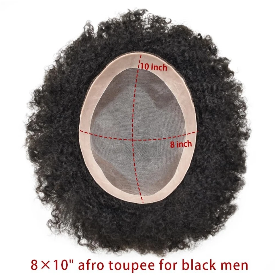 Unidades de cabello para hombres negros afro rizado fino mono encaje hombre sistema de cabello toupee Foto 2 de 4
