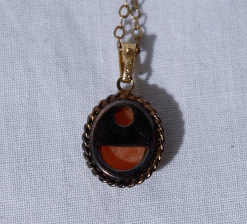 Vtg Carla 14k GF Gold Filled Mini Cameo Pendant Necklace - Picture 3 of 5