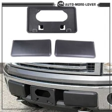 Front Bumper Guards Pads+License Plate Frame Bracket For Ford F-150 2009-2014
