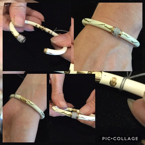 EXQUISITE NEW, BY SOHO, 18K, WHITE & GOLD ENAMEL AND DIAMOND BRACELET ($11,000)! - Imagen 1 de 6