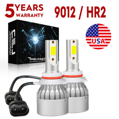 10000K 9012 HIR2 LED Headlight Bulbs Kit High Low Beam Super Bright Combo White