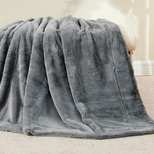 Manta de felpa suave de piel sintética sofá cama silla colores lisos 50" x 60" - Imagen 4 de 57