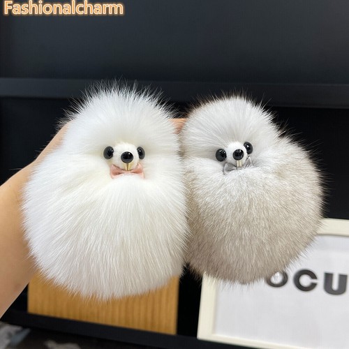 Real Fox Fur Keychain Fox Charm Pompom Ball Keyring Bag Purse Phone Pendant Gift - Picture 5 of 17