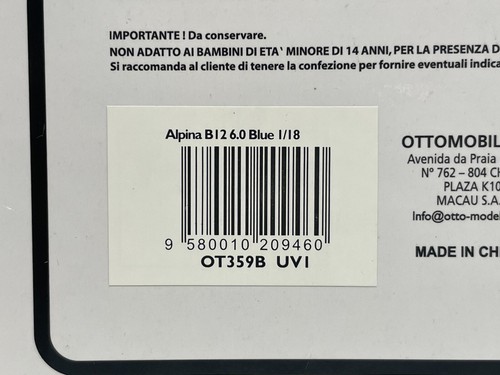 OTTO mobile 1/18 BMW Alpina B12 6.0 V12(OT359B) - Picture 17 of 17