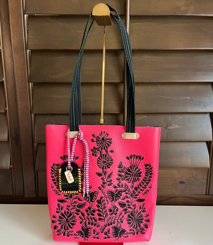 Consuela Maren Leather Everyday Tote Bag Floral Interior Pink Retired NWT