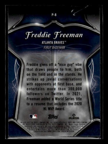 2022 Topps Chrome #P-8 Freddie Freeman Pinstriped - Picture 2 of 2