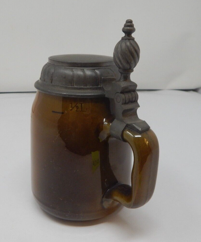 Antique Villeroy & Boch Mettlach 1/2 L Beer Stein w Pewter Lid Germany - Picture 4 of 4