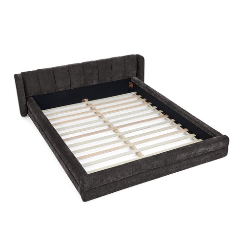 Queen Size Upholstered Bed Frame w/Thick Fabric,Chenille Fabric Grounded Queen S - Picture 8 of 9