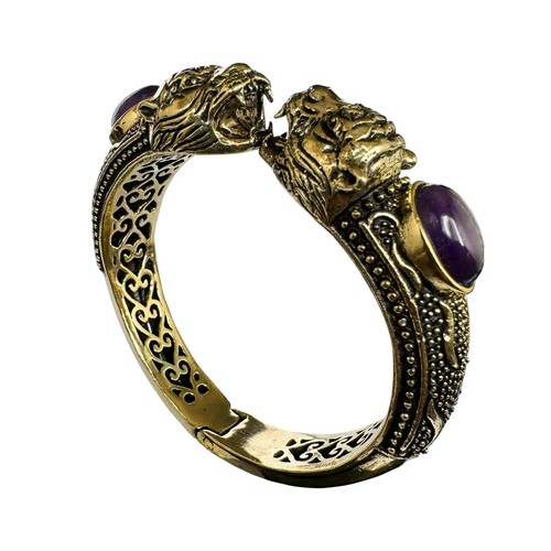 Bracelet Améthyste aux Têtes de Tigre Jumelles - Imagen 3 de 3