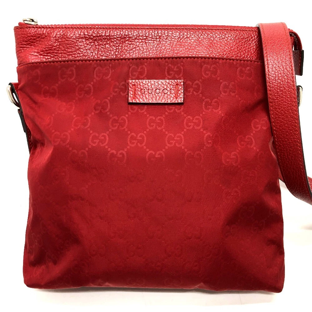 Sac GUCCI 510342 GG sac bandoulière nylon/cuir rouge/argent matériel