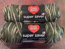 2 Skeins of Red Heart Super Saver Yarn Color: Camouflage - 236 yds NEW 