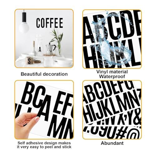 10 Sheets 500 Pcs Vinyl Letter Stickers,2 inch Self-Adhesive 2 Inch,black - Picture 4 of 7