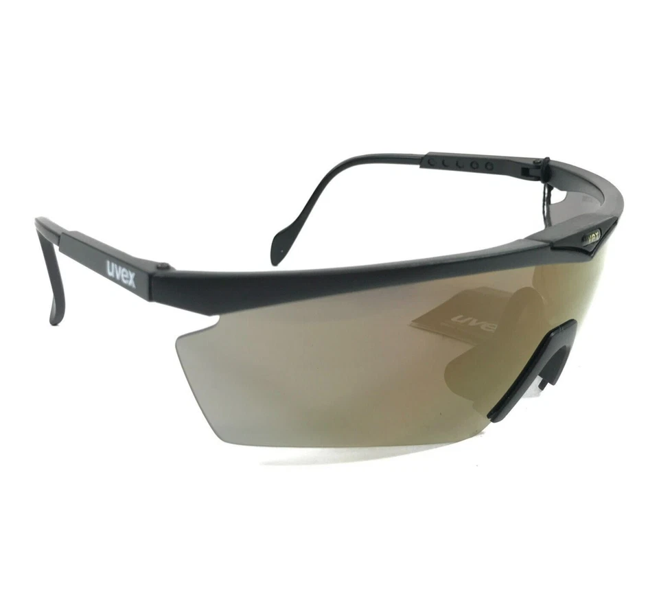 Gafas de sol Uvex vintage cara mate negro escudo monturas semi borde lentes grises Foto 3 de 4