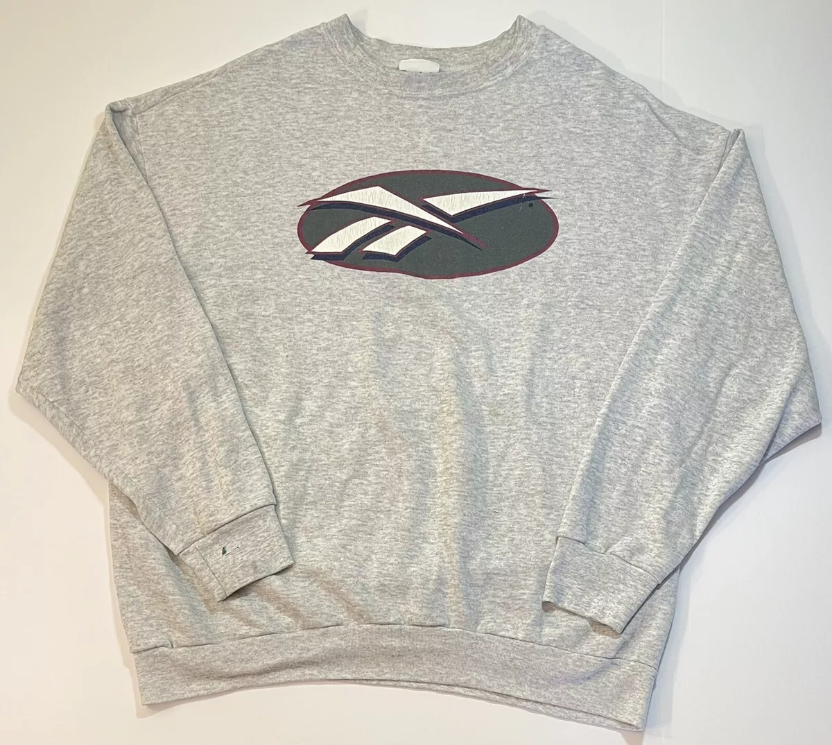 Vintage Reebok Mens 90s Travis Center Logo Crewneck Rare USA Sweatshirt Gray