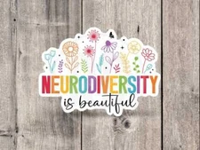 Colorful Floral Water Bottle Sticker - Neurodiversity  Autism Awareness