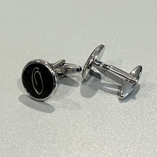 Black Round Name Initial Alphabet Letter Cufflinks Men Birthday Father’s Day Gif - Picture 5 of 6