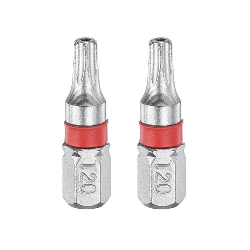 2pz Punte Cacciavite Torx Magnetiche T20H 1/4" Gambo Esagonale 1" Lunghezza S2 Acciaio - Foto 1 di 6