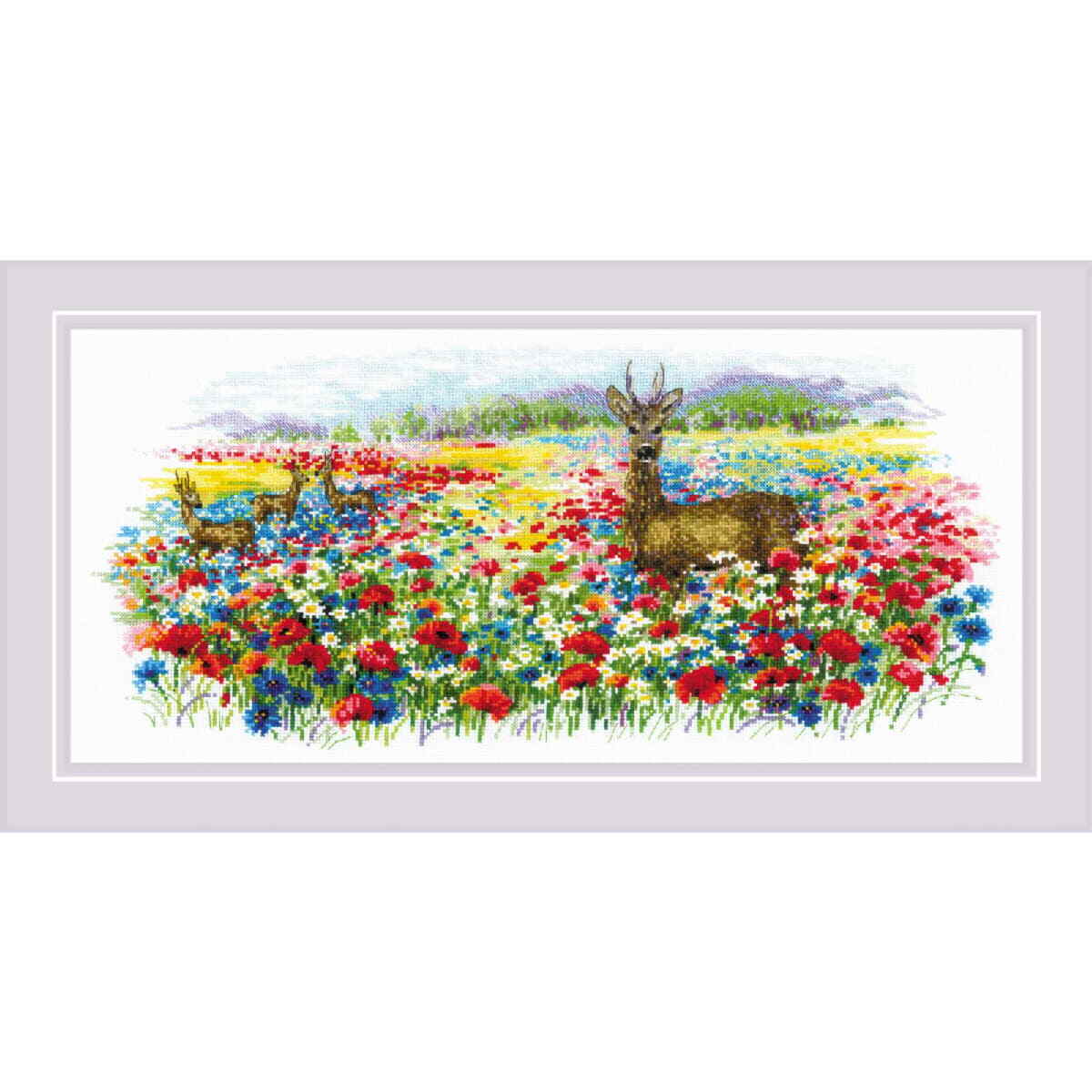 Riolis counted cross stitch kit ""Blooming Meadow"", 55x25cm, DIY