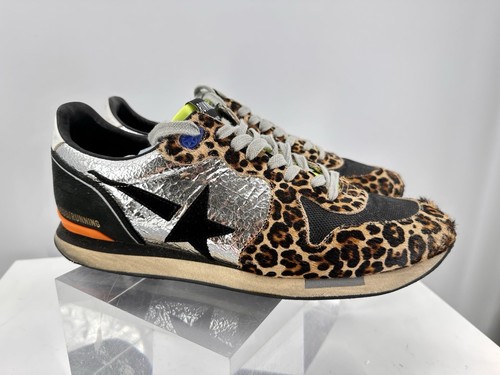 Tenis para correr Golden Goose marrón y plateado pelo de becerro talla 44/11 EE. UU. - Imagen 4 de 17