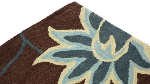 Wollteppich Blüte Handgefertigt 120x180 Braun Floral Handarbeit Handtuft 249 - Bild 5 von 7