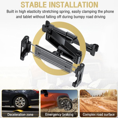 1*Car Universal Telescopic Back Seat Phone Holder Tablet Support Black Part - Photo 5 sur 16