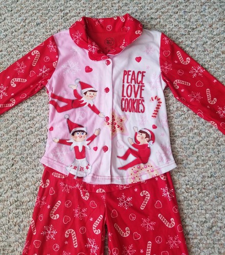 Elf on a Shelf Girls' 2-Piece Long Flannel Button Up Pajamas Girls Size 4 - Picture 3 of 12