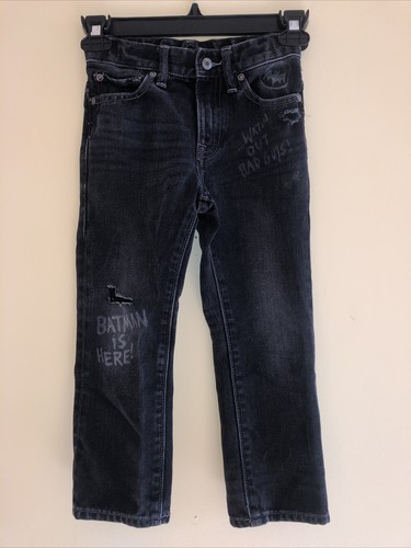 Junk Food Gap Boys Batman Jeans Size 5 Years Black Distressed - Picture 1 of 8
