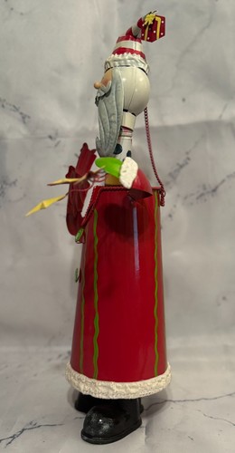 Santa Claus Painted Metal Sculpture Wine Bottle Holder - Picture 2 of 15