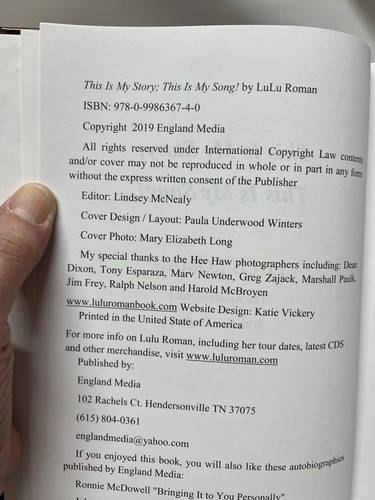 This is My Story This is My Song by LuLu Roman Signed 2019 Hardcover - Picture 4 of 8