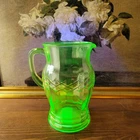 Anchor Hocking 621 Green Uranium Glass Pitcher Depression Glass UV Glow Vaseline