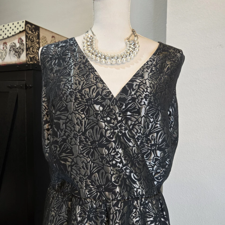 Lane Bryant Crossover  Knee Length Black with Silver Floral size 20. 43 - Image 2 of 4