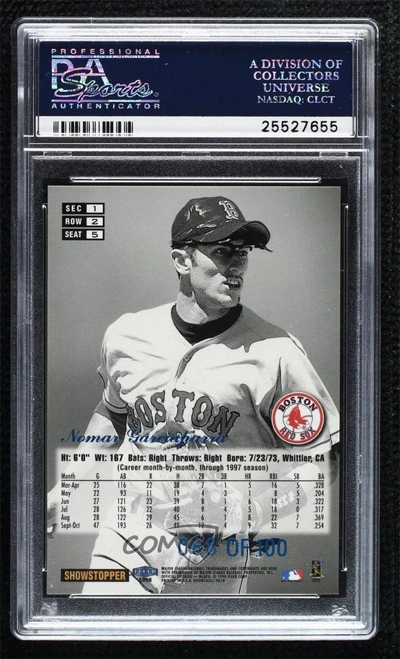 1998 Flair Showcase Row 2 Legacy Collection /100 Nomar Garciaparra PSA 10 GEM MT - Image 2 of 2