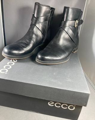 ECCO Women s Black Leather Women's Boots Size (37 US 6 6.5) Ankle Boots