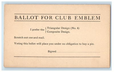 #ad c1905 Ballot of Club Emblem Engineers Club of St. Louis Olive St. MO Postcard $29.95
