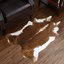 Cowhide Rug, Cute Cow Print Rug for Living Room Faux Cow Hide Animal Print Carpe
