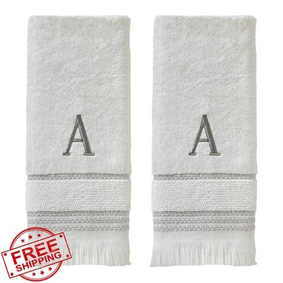SKL Home Monogram Hand Towel Set Style A White 2 Count