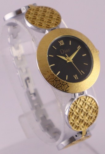 Bellissimo Orologio Da Polso Dior Donna Quarzo Quadrante Nero Ottimo Funzionante Rimani Puntuale - Foto 6 di 9
